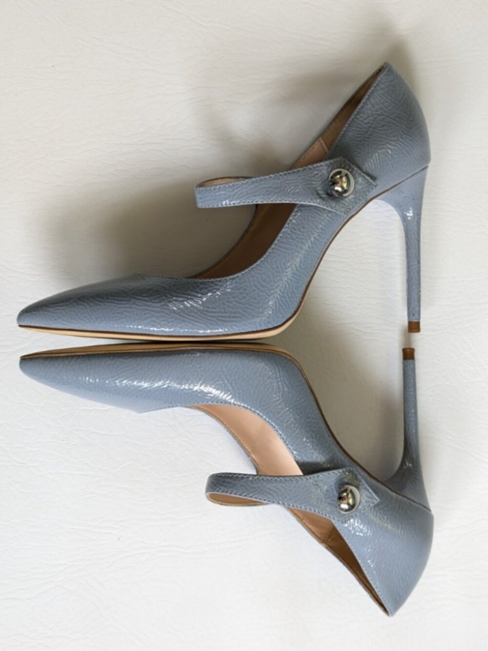 Zara Woman Pale Blue Patent Mary Jane Heels 7.5 - Picture 5 of 9